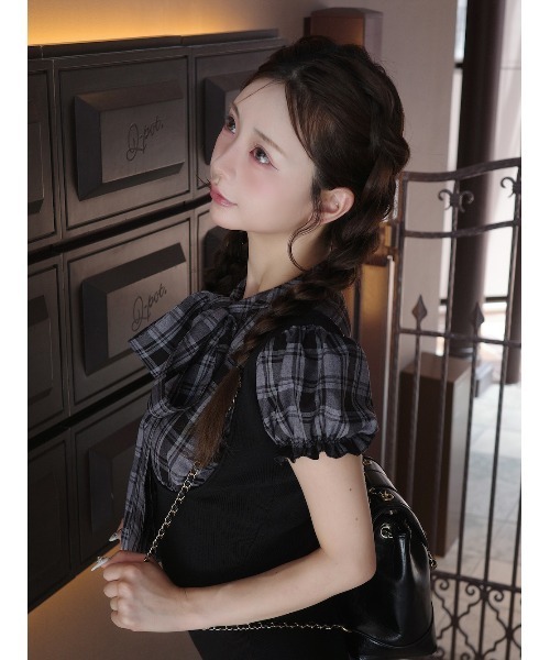 新品タグ付き ダーリッチ レイヤードライクボウタイニットミニワンピース ブラック ダーリッチ Darich レイヤードライクボウタイニットミニ