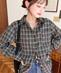 moment+別注【U.S.POLO ASSN.】ワンポイント刺繍長袖チェックシャツ
