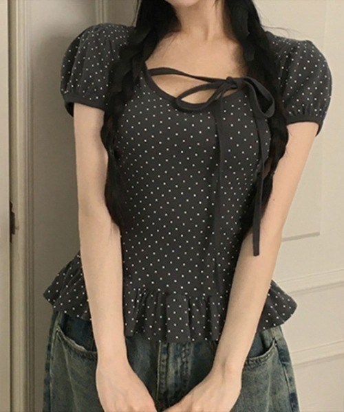 almo(アルモ)の「【LAMPOON】ドットフリルトップス(その他トップス・レディース・グレー/ブラック/ホワイト・SMALL/MEDIUM/LARGE)」の5枚目の写真