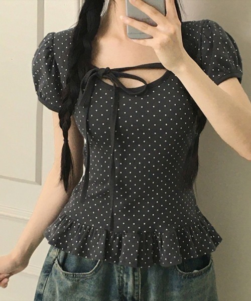 almo(アルモ)の「【LAMPOON】ドットフリルトップス(その他トップス・レディース・グレー/ブラック/ホワイト・SMALL/MEDIUM/LARGE)」の6枚目の写真
