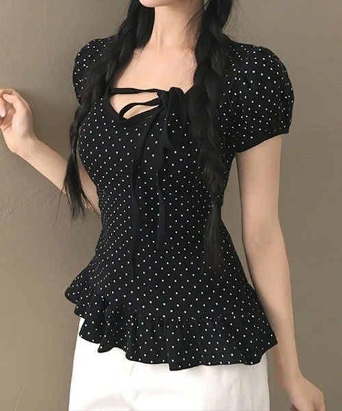 almo(アルモ)の「【LAMPOON】ドットフリルトップス(その他トップス・レディース・グレー/ブラック/ホワイト・SMALL/MEDIUM/LARGE)」の8枚目の写真