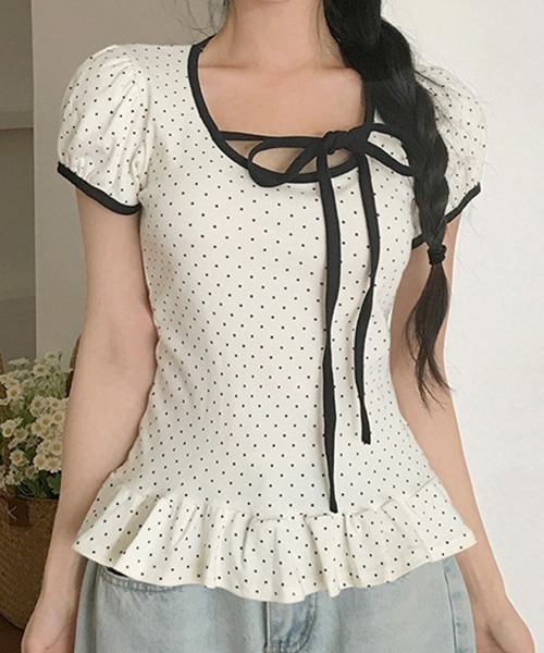 almo(アルモ)の「【LAMPOON】ドットフリルトップス(その他トップス・レディース・グレー/ブラック/ホワイト・SMALL/MEDIUM/LARGE)」の13枚目の写真