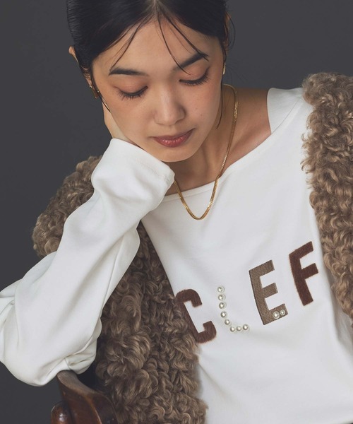 Gready Brilliant（グレディブリリアン）の「ＣＬＥＦロゴスクエアネックカットソー（Tシャツ/カットソー・レディース・オフホワイト/グレー・FREE）」の2枚目の写真