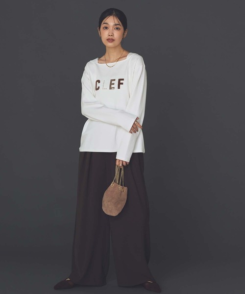 Gready Brilliant（グレディブリリアン）の「ＣＬＥＦロゴスクエアネックカットソー（Tシャツ/カットソー・レディース・オフホワイト/グレー・FREE）」の3枚目の写真