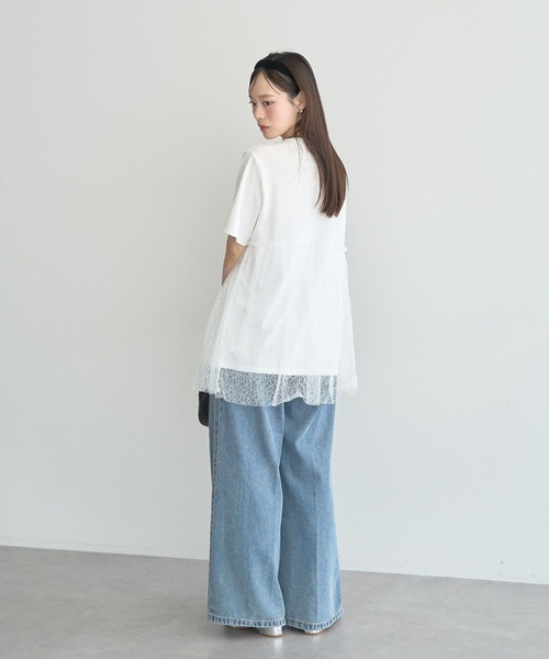 earth music&ecology(アースミュージックアンドエコロジー)の「ニュアンス柄レースドッキングプルオーバー(Tシャツ/カットソー・レディース・ブルー系その他7/チャコールグレー/アイボリー・FREE)」の18枚目の写真