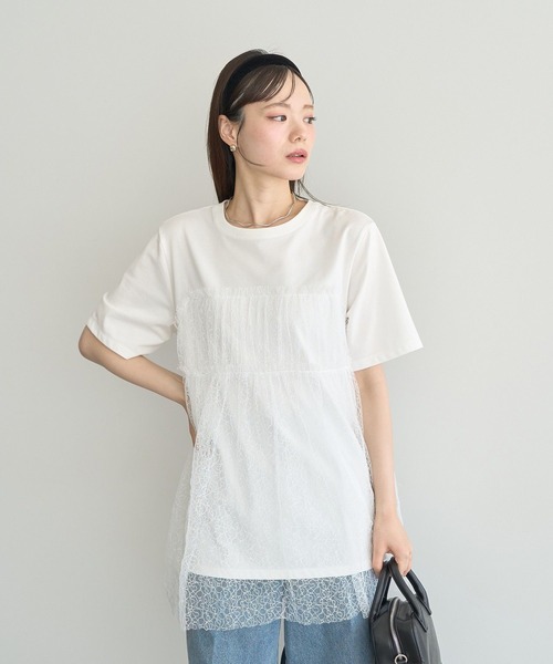 earth music&ecology(アースミュージックアンドエコロジー)の「ニュアンス柄レースドッキングプルオーバー(Tシャツ/カットソー・レディース・ブルー系その他7/チャコールグレー/アイボリー・FREE)」の10枚目の写真