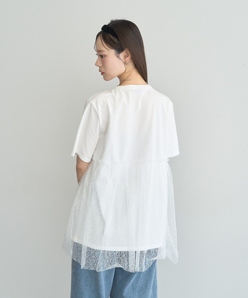 earth music&ecology(アースミュージックアンドエコロジー)の「ニュアンス柄レースドッキングプルオーバー(Tシャツ/カットソー・レディース・ブルー系その他7/チャコールグレー/アイボリー・FREE)」の13枚目の写真
