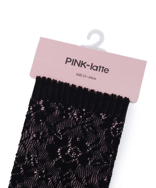 PINK-latte(ピンクラテ)の「レースハイソックス(ソックス/靴下・キッズ・ブラック/ホワイト・00)」の6枚目の写真