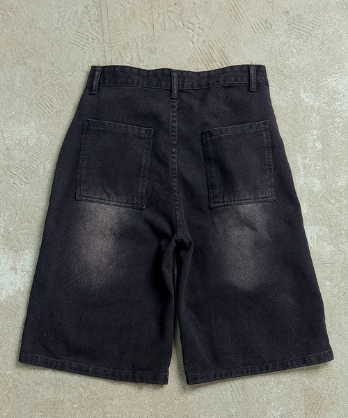 MAISON SELECT(メゾンセレクト)の「7E16 切替 ウォッシュ ヴィンテージライク バギーショーツ バミューダ ハーフパンツロング丈(デニムパンツ・メンズ・ブラック・S/M/L/XL)」の6枚目の写真