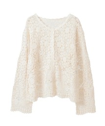 ピンクハウス オフホワイト レース編みカーディガン ボレロ 美品 フリーサイズ セール】 フラワーモチーフ付きカーディガン （カーディガン