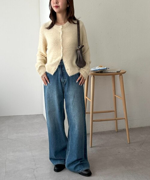 セール】フェザーヤーンクルーカーディガン《WEB限定カラーあり