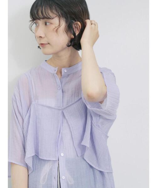 Samansa Mos2 blue(サマンサモスモスブルー)の「ビスチェドッキングブラウス(シャツ/ブラウス・レディース・オフホワイト/ラベンダー/ブラック・F)」の3枚目の写真