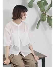 Samansa Mos2 blue | ビスチェドッキングブラウス(シャツ/ブラウス)