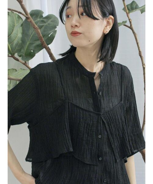 Samansa Mos2 blue(サマンサモスモスブルー)の「ビスチェドッキングブラウス(シャツ/ブラウス・レディース・オフホワイト/ラベンダー/ブラック・F)」の2枚目の写真