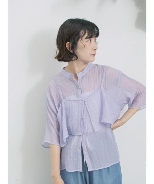 Samansa Mos2 blue(サマンサモスモスブルー)の「ビスチェドッキングブラウス(シャツ/ブラウス・レディース・オフホワイト/ラベンダー/ブラック・F)」の5枚目の写真
