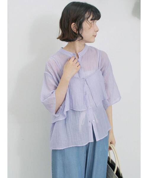 Samansa Mos2 blue(サマンサモスモスブルー)の「ビスチェドッキングブラウス(シャツ/ブラウス・レディース・オフホワイト/ラベンダー/ブラック・F)」の6枚目の写真
