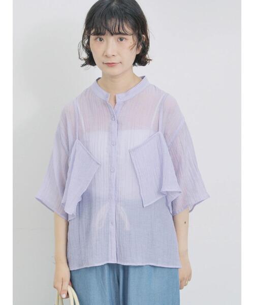 Samansa Mos2 blue(サマンサモスモスブルー)の「ビスチェドッキングブラウス(シャツ/ブラウス・レディース・オフホワイト/ラベンダー/ブラック・F)」の7枚目の写真