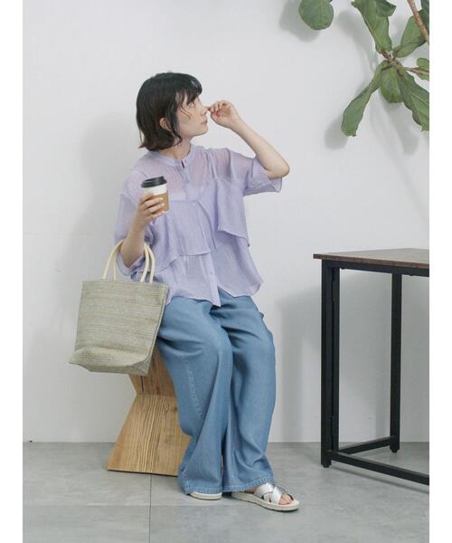 Samansa Mos2 blue(サマンサモスモスブルー)の「ビスチェドッキングブラウス(シャツ/ブラウス・レディース・オフホワイト/ラベンダー/ブラック・F)」の9枚目の写真