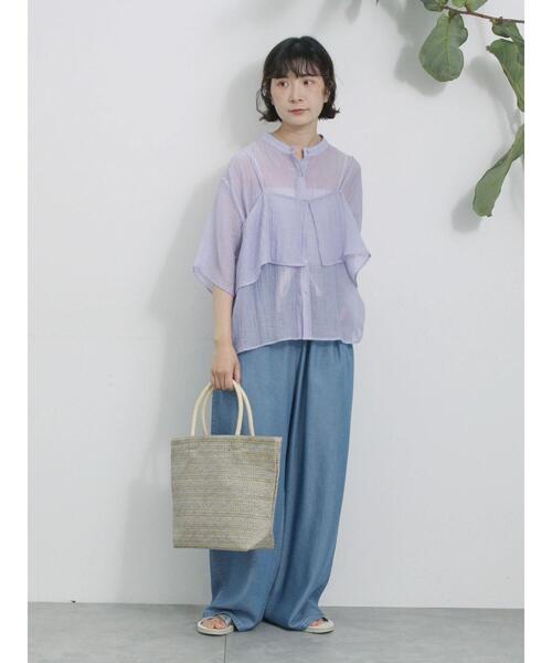 Samansa Mos2 blue(サマンサモスモスブルー)の「ビスチェドッキングブラウス(シャツ/ブラウス・レディース・オフホワイト/ラベンダー/ブラック・F)」の16枚目の写真