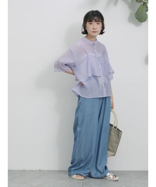 Samansa Mos2 blue(サマンサモスモスブルー)の「ビスチェドッキングブラウス(シャツ/ブラウス・レディース・オフホワイト/ラベンダー/ブラック・F)」の18枚目の写真