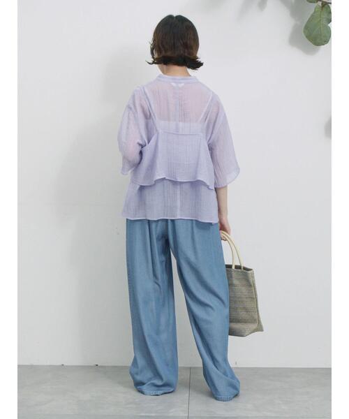 Samansa Mos2 blue(サマンサモスモスブルー)の「ビスチェドッキングブラウス(シャツ/ブラウス・レディース・オフホワイト/ラベンダー/ブラック・F)」の19枚目の写真