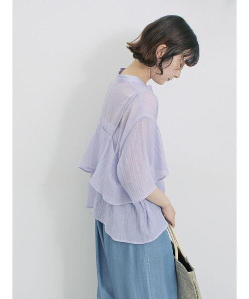 Samansa Mos2 blue(サマンサモスモスブルー)の「ビスチェドッキングブラウス(シャツ/ブラウス・レディース・オフホワイト/ラベンダー/ブラック・F)」の21枚目の写真