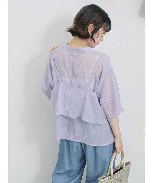 Samansa Mos2 blue(サマンサモスモスブルー)の「ビスチェドッキングブラウス(シャツ/ブラウス・レディース・オフホワイト/ラベンダー/ブラック・F)」の22枚目の写真