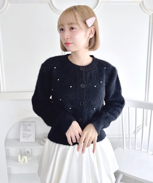 Loueme（ルエム）の「ビジューシャギーニットカーディガン（カーディガン/ボレロ・レディース・グレー/オフホワイト/ブラック・FREE）」の19枚目の写真