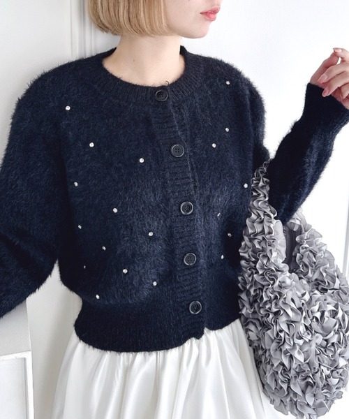 Loueme（ルエム）の「ビジューシャギーニットカーディガン（カーディガン/ボレロ・レディース・グレー/オフホワイト/ブラック・FREE）」の16枚目の写真