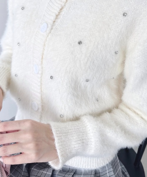 Loueme（ルエム）の「ビジューシャギーニットカーディガン（カーディガン/ボレロ・レディース・グレー/オフホワイト/ブラック・FREE）」の15枚目の写真