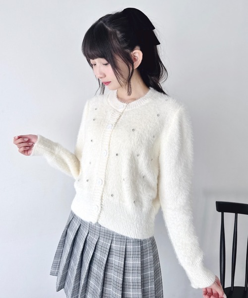セール】ビジューシャギーニットカーディガン（カーディガン/ボレロ