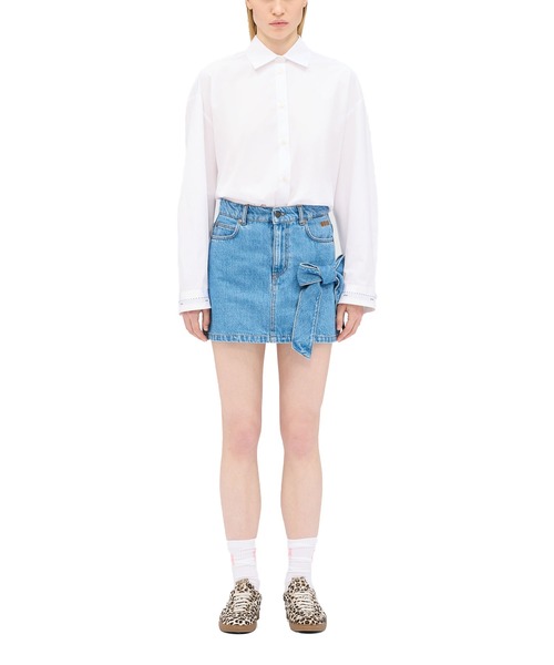 MSGM(エムエスジーエム)の「リボンディテール デニムミニスカート(デニムスカート・レディース・インディゴブルー・40)」の5枚目の写真