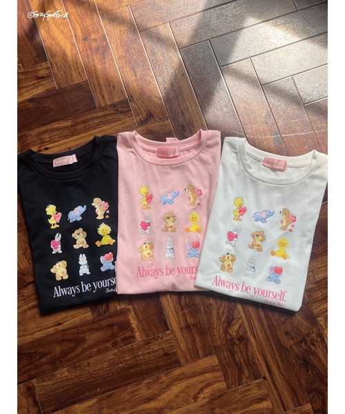 MORE self LOVE(モアセルフラブ)の「【Suzy‘s Zoo】ハートフレンズTEE(Tシャツ/カットソー・レディース・ホワイト/ピンク/ブラック・FREE)」の4枚目の写真