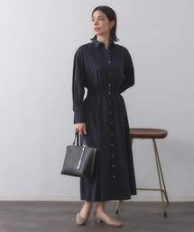 OPAQUE.CLIP | シャーリングフィット＆フレアシャツワンピース【洗濯機洗い可】(ワンピース)