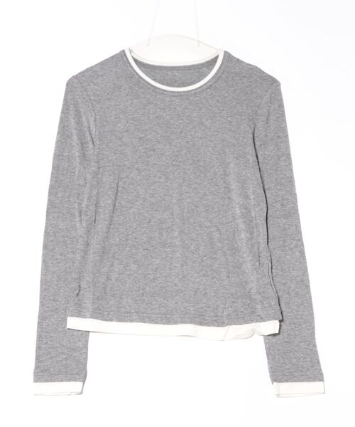 Lace Ladies(レースレディース)の「ウール ブレンド 配色 レイヤード風 トップス(Tシャツ/カットソー・レディース・ブラック/グレイッシュベージュ/ホワイト/ライトグレー/グリーン/ダークグレー・FREE)」の21枚目の写真
