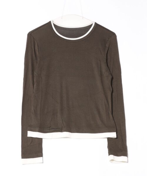 Lace Ladies(レースレディース)の「ウール ブレンド 配色 レイヤード風 トップス(Tシャツ/カットソー・レディース・ブラック/グレイッシュベージュ/ホワイト/ライトグレー/グリーン/ダークグレー・FREE)」の22枚目の写真