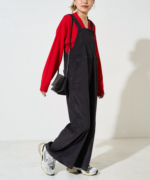 FREAK'S STORE（フリークスストア）の「限定展開　カット コーデュロイ サロペット（サロペット/オーバーオール・レディース・ベージュ/ネイビー/ブラウン/ブラック/ナチュラル・ﾌﾘ-/MEDIUM）」の5枚目の写真