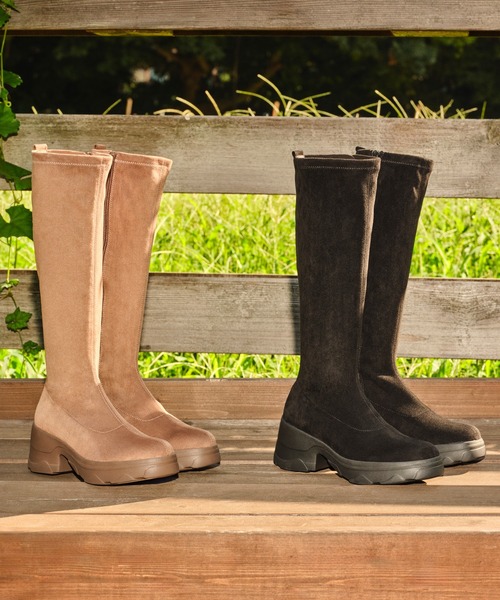 ダイアナプラス　美品　軽量厚底ボリュームソールストレッチロングブーツ プラスダイアナ ＋diana 【軽量】厚底ボリュームソールストレッチ