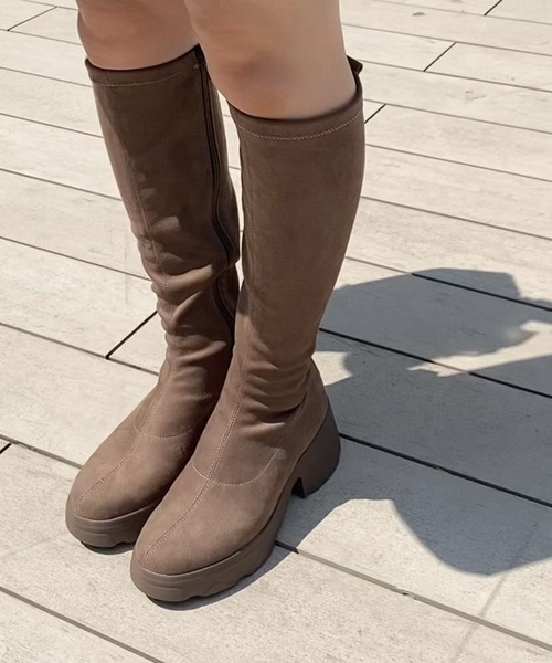 ダイアナプラス　美品　軽量厚底ボリュームソールストレッチロングブーツ プラスダイアナ ＋diana 【軽量】厚底ボリュームソールストレッチ