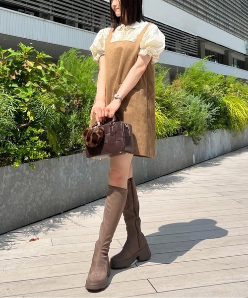 ダイアナプラス　美品　軽量厚底ボリュームソールストレッチロングブーツ プラスダイアナ ＋diana 【軽量】厚底ボリュームソールストレッチ