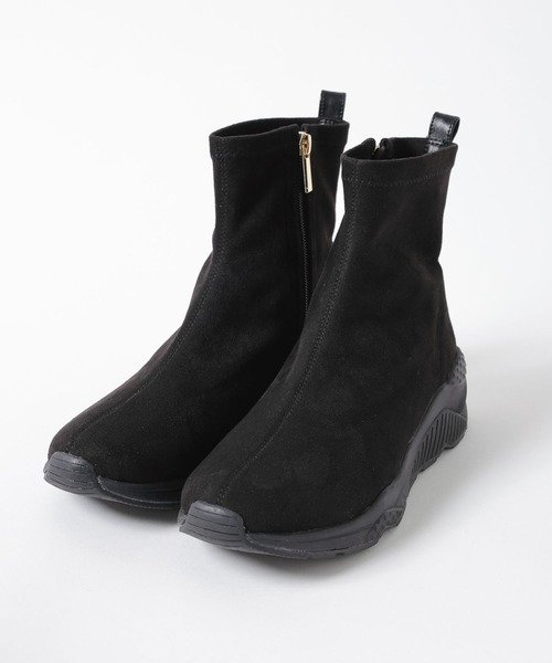 BAYFLOW（ベイフロー）の「【撥水加工/23～25㎝展開】スニーカーブーツ / ニットショートブーツ（ブーツ・レディース・ブラック×ホワイト/ブラック系その他/ブラック×ブラック・MEDIUM/X-LARGE/SMALL/LARGE）」の12枚目の写真