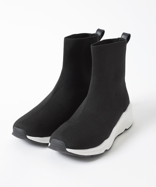 BAYFLOW（ベイフロー）の「【撥水加工/23～25㎝展開】スニーカーブーツ / ニットショートブーツ（ブーツ・レディース・ブラック×ホワイト/ブラック系その他/ブラック×ブラック・MEDIUM/X-LARGE/SMALL/LARGE）」の13枚目の写真