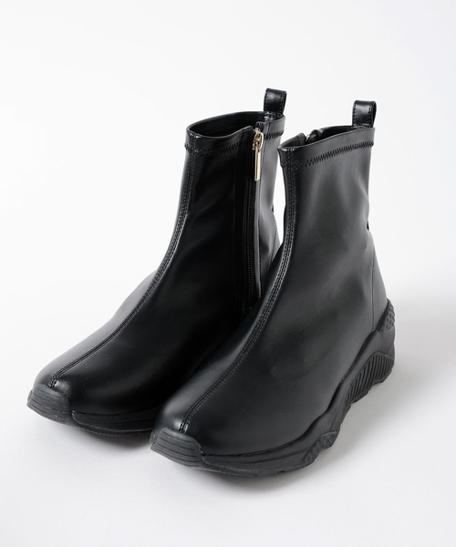 BAYFLOW（ベイフロー）の「【撥水加工/23～25㎝展開】スニーカーブーツ / ニットショートブーツ（ブーツ・レディース・ブラック×ホワイト/ブラック系その他/ブラック×ブラック・MEDIUM/X-LARGE/SMALL/LARGE）」の14枚目の写真