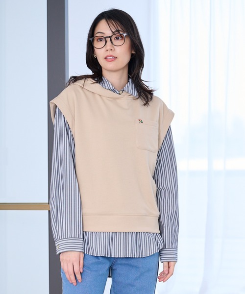 Arnold Palmer（アーノルドパーマー）の「パーカーベスト + シャツ レイヤードセット（アンサンブル・レディース・ブラック/杢グレー/グレイッシュベージュ・L/M/S）」の7枚目の写真