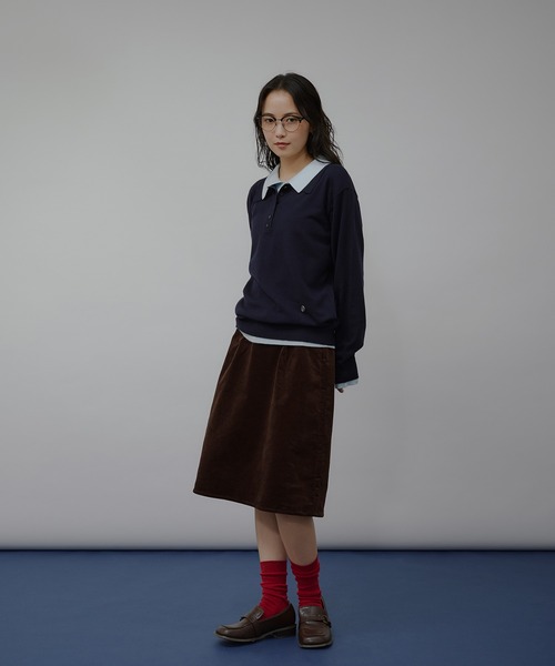 MUHET(ミュエータ)の「layered-look polo knit / レイヤード風ポロニット(ニット/セーター・レディース・ネイビー/ブラウン/チャコールグレー/グレー・FREE)」の18枚目の写真