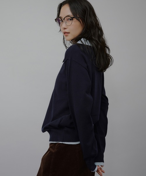 MUHET(ミュエータ)の「layered-look polo knit / レイヤード風ポロニット(ニット/セーター・レディース・ネイビー/ブラウン/チャコールグレー/グレー・FREE)」の16枚目の写真