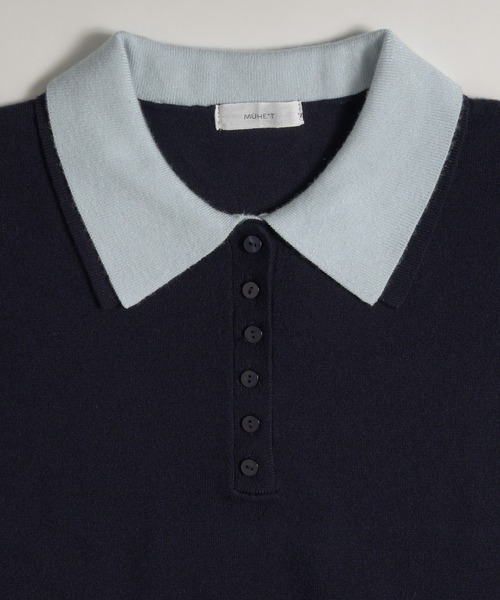 MUHET(ミュエータ)の「layered-look polo knit / レイヤード風ポロニット(ニット/セーター・レディース・ネイビー/ブラウン/チャコールグレー/グレー・FREE)」の8枚目の写真