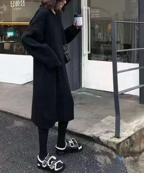 cammie(キャミー)の「フード付きリブニットワンピース(ワンピース・レディース・ネイビー/ブラック/アイボリー/ダークグレー・F)」の20枚目の写真