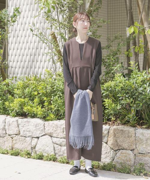 ITEMS URBANRESEARCH（アイテムズ アーバンリサーチ）の「『イージーケア』インナーセットジャンパースカート（ワンピース・レディース・ブラック/ブラウン/ベージュ系その他・FREE）」の13枚目の写真