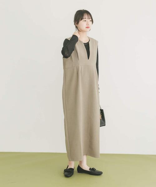 ITEMS URBANRESEARCH（アイテムズ アーバンリサーチ）の「『イージーケア』インナーセットジャンパースカート（ワンピース・レディース・ブラック/ブラウン/ベージュ系その他・FREE）」の5枚目の写真